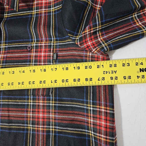 Vtg Lauren Jeans Co Wool Black Red Tartan Plaid Shirt Leather Elbow Patch Large - Picture 6 of 6
